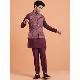 KISAH Men Multi Bandhni Nehru Jacket-image-49