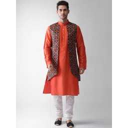 KISAH Men Multicoloured Regular Kurta with Pyjamas & Long Jacket-picture-25