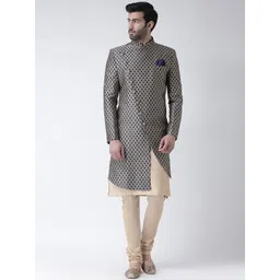 KISAH Men Navy Blue & Beige Sherwani Set-picture-38