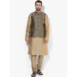 KISAH Men Navy Blue Kurta with Churidar & With Nehru Jacket-picture-18