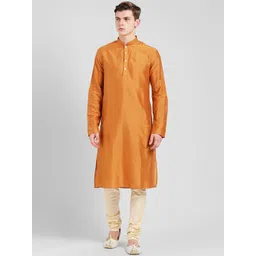 KISAH Men Orange Thread Work Kurta-picture-11