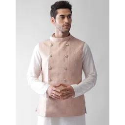 KISAH Men Pink Printed Nehru Jacket-image-42
