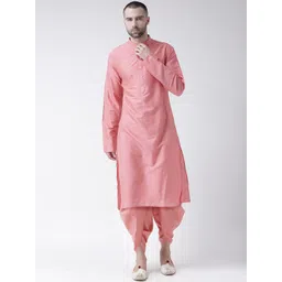 KISAH Men Pink Solid Kurta with Dhoti Pant-picture-18