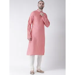 KISAH Men Pink Solid Straight Kurta-picture-13