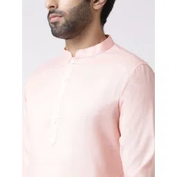 KISAH Men Pink Solid Straight Kurta image 4