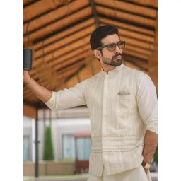 KISAH Men Printed Kurta Nehru Jacket-image-48