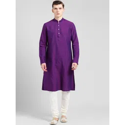 KISAH Men Purple Solid A-Line Kurta-picture-29