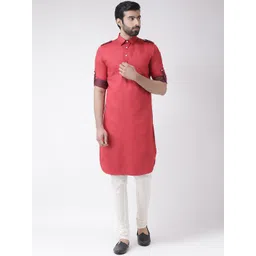 KISAH Men Red Solid Straight Kurta-picture-33