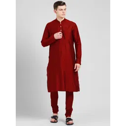 KISAH Men Red Thread Work Kurta-picture-24