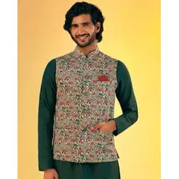 kisah Men Regular Fit Nehru Jacket with Patch Pockets-picture-13