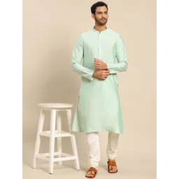 KISAH Men Sea Green Kurta with Churidar-picture-35