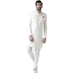 kisah Men Self-Design Sherwani Set Indo-Western, Full Sleaves, Knee Length, Straight, Regular Fit, Mandarin Collar Ethnic Casual wear-picture-41