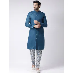 KISAH Men Teal Blue Solid Straight Kurta-picture-22