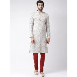 KISAH Men White & Red Printed Kurta with Churidar-picture-35