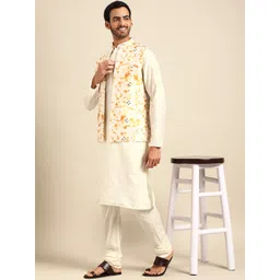 KISAH Men White Dyed Kurta with Churidar-picture-21