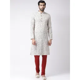 KISAH Men White Geometric Kurta-picture-11