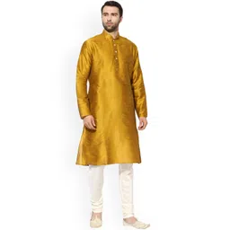 KISAH Men Yellow Solid A-Line Kurta-picture-13