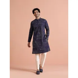 KISAH Mens Black & Purple Printed Kurta Contemporary Festive Wear-picture-11