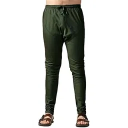 kisah Mens Churidar, Cotton Blend Solid Pattern Olive Churidar for Men-picture-48
