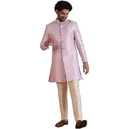 kisah Men's Lilac Woven Design Indowestern Sherwani Trouser Set-picture-35