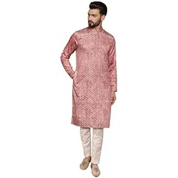 kisah Men's Regular Fit Long Sleeves Printed Cotton Kurta Churidar Set-picture-28