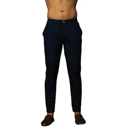 kisah Mens Trouser, Cotton Blend Solid Dyed Navy Blue Trouser Pant for Men-picture-12