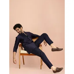 KISAH Striped Yoke Design Mandarin Collar Kurta With Trouser-picture-26