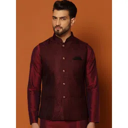 KISAH Woven Design  Mandarin Collar Nehru Jacket-picture-29