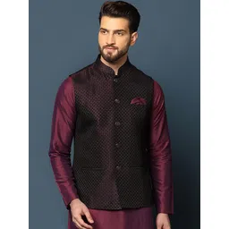 KISAH Woven Design Nehru Jacket-picture-11