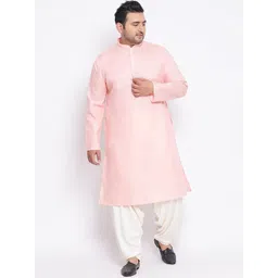 KISAH PLUS Men Pink Solid Straight Kurta-picture-14