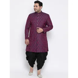 KISAH PLUS Men Purple & Black PLUS Printed Sherwani With Dhoti Pants-picture-37