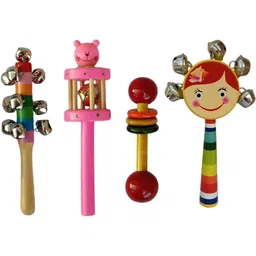 kishore collection Channapatna Toys Wooden Rattle Toys for Baby/New-Born Infant Kids Set of 4 pcs - Rattle-picture-26