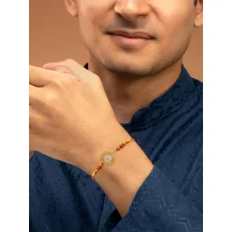 Kisna Diamond & Gold Jewellery 14K Yellow Gold Om Rakhi Bracelet cum Pendant-picture-20