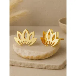 KISNA DIAMOND AND GOLD JEWELLERY 14Kt Gold Bloomed Lotus Earrings- 1.99g-picture-40