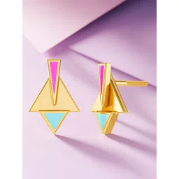 KISNA DIAMOND AND GOLD JEWELLERY 14KT Gold Dazzling Triangle Earrings-1.66g-picture-41