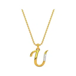 Kisna Diamond & Gold Jewellery 18k Alphabet U Pendant-picture-20
