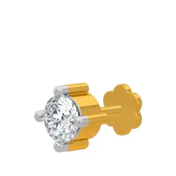 Kisna Diamond & Gold Jewellery 18k Gold & Diamond Trinity Nosepin for Women-picture-24