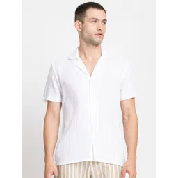 KISSOSS Classic Relaxed Fit Self Design Short Sleeves Casual Shirt-picture-15