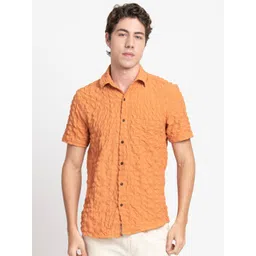 KISSOSS Classic Slim Fit Self Design Casual Shirt-picture-19