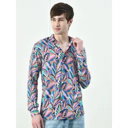 KISSOSS Slim Fit Floral Printed Spread Collar Casual Shirt-picture-18