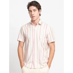 KISSOSS Spread Collar Classic Slim Fit Striped Casual Shirt-picture-33