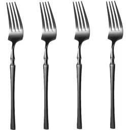 kitchantique Korean Style Dinner Forks | Flatware for Dinner,Party,Camping | Charcoal Black Stainless Steel Cutlery Set-picture-15