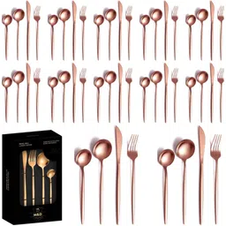 kitchantique Rosegold Silverware Set | Premium French Style 48-Pcs Flatware Dinnerware Stainless Steel Cutlery Set-picture-30