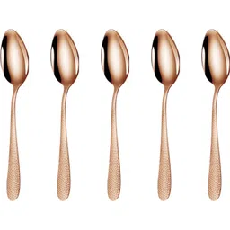 kitchantique Silverware Dessert Spoons|5-Pcs Flatware for Ice-Cream, Ice-Tea|Rosegold Stainless Steel Cutlery Set-picture-16