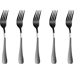 kitchantique Silverware Fruit Forks Set | 5-Pcs Flatware for Salad, Dessert | Charcoal Black Stainless Steel Cutlery Set-picture-26