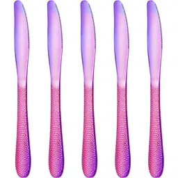 kitchantique Silverware Steak Knives Set | 5-Pcs Flatware for Dinner, Party | Rainbow Stainless Steel Cutlery Set-picture-23