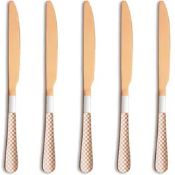 kitchantique Silverware Steak Knives Set | 5-Pcs Flatware for Dinner, Party | Rosegold Stainless Steel Cutlery Set-picture-22