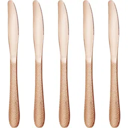 kitchantique Silverware Steak Knives Set | 5-Pcs Flatware for Dinner, Party | Rosegold Stainless Steel Cutlery Set-picture-20