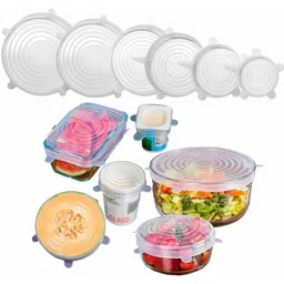 kitchetop Microwave Safe Silicone Stretch Lids Flexible Covers (Free Size) - Set of 6 2.55 inch, 3.93 inch, 4.72 inch, 6.29 inch, 7.06 inch, 7.87 inch Lid Set-picture-33