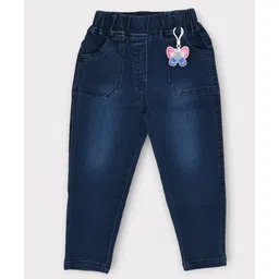 Kiwi Denim Woven Mild Washed Jeans With Butterfly Keychain Set - Blue-picture-12